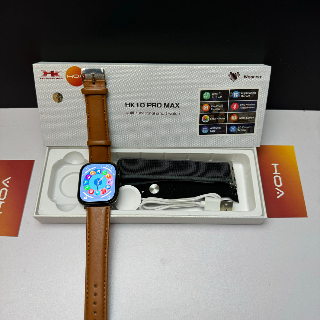 Hk10 Pro Max Smartwatch (Super AMOLED Display) With Free Leather Strap